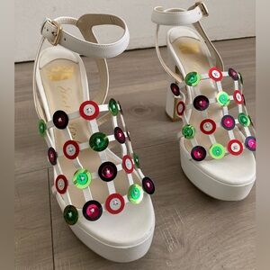 Ernesto Esposito Stylish White and Multicolor Platform Sandals 37 Made in Italy